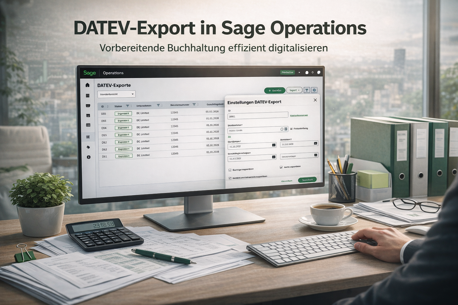 DATEV-Export in Sage Operations: Vorbereitende Buchhaltung im cloud-nativen ERP mit wenigen Klicks digital an den Steuerberater übergeben